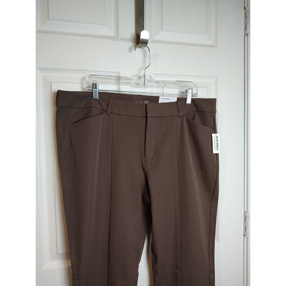 New Old Navy Size 18 High Rise Pixie Full Length Split Hem Pants Brown Trousers - Picture 2 of 8